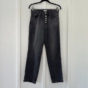 BP Womens Denim Jeans Size 25 High Rise Mom Jeans Black Cotton Button Fly